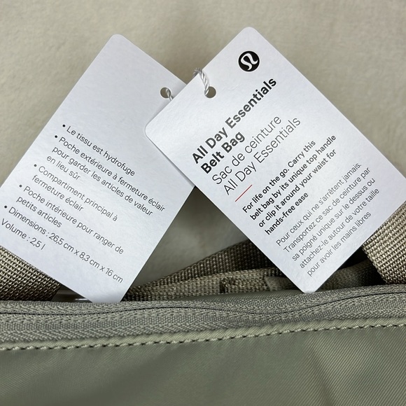 Lululemon All Day Essentials Belt Bag Raw Linen/White Opal 2.5L NWT 3 way carry - Picture 8 of 14